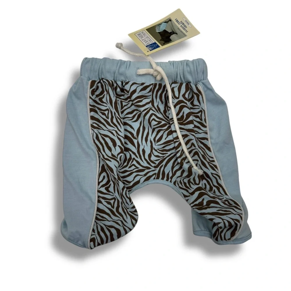 East Side Collection Zebra Dog Shorts Medium‎ Blue Brown Pet Apparel Cute NEW